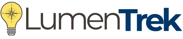 LumenTrek logo with a light bulb icon on a white background